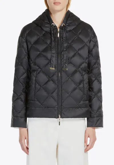 Max Mara Disoft Reversible Zip-up Down Jacket In Black
