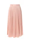 Max Mara Distressed Fabric Pleated Skirt In Pink