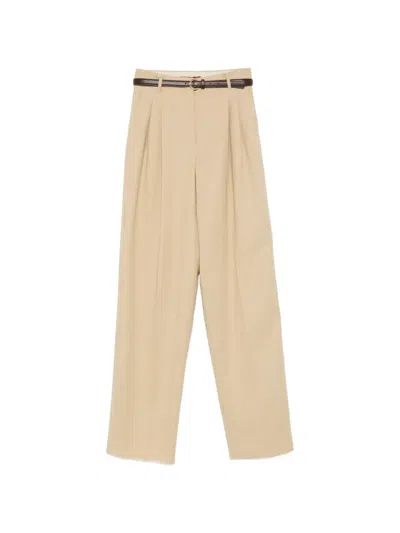 Max Mara Divo Pleated Belt Trousers In Neutral