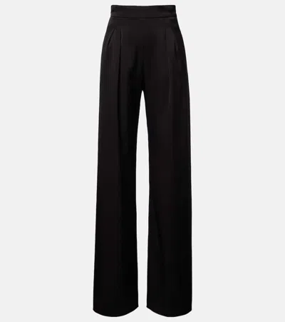 Max Mara Divo Satin Wide-leg Pants In Black