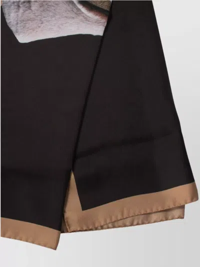 Max Mara Dog Print Silk Scarf In Black