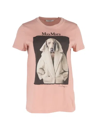 Pre-owned Max Mara Dog-print T-shirt In Pink