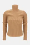 Max Mara Wool And Cashmere Turtleneck Sweater In Gold