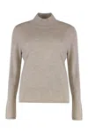 Max Mara Meana Cashmere Mock Neck Long Sleeve In Brown