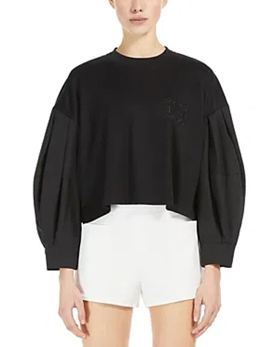 Max Mara Dolly Mixed Media Embroidered Top In Black