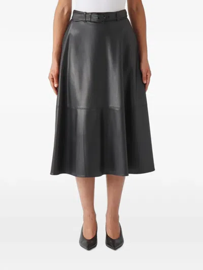 Max Mara Dominio Belted Flared Midi Skirt In 블랙