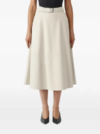 Max Mara Dominio Belted Panelled Midi Skirt In Neutrals