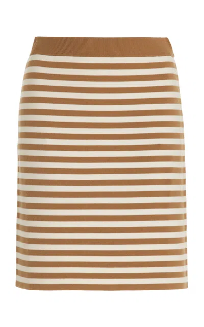 Max Mara Knitted Striped Mini Skirt In Brown