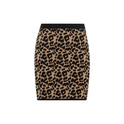 Max Mara Domizia Leopard Animalier Viscose Mini Skirt In  Maculato