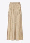 Max Mara Domizia Printed Silk Pants In Gold
