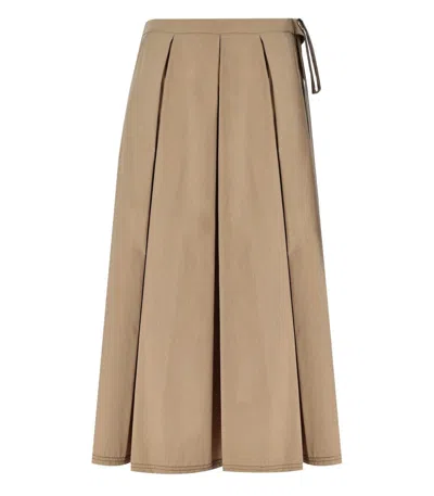 Max Mara Donata Beige Midi Skirt In Brown