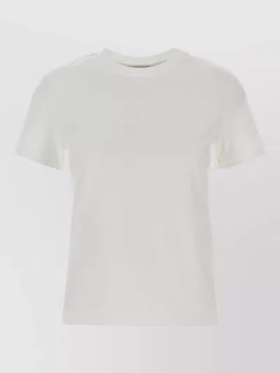 Max Mara Donata Cotton Crew Neck Short Sleeve Top In White
