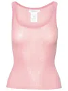 Max Mara Bastia Ribbed Silk Tank Top In Pink