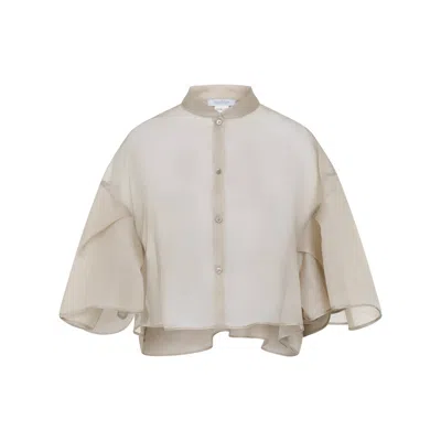 Max Mara Donna Organza Cape In Gray