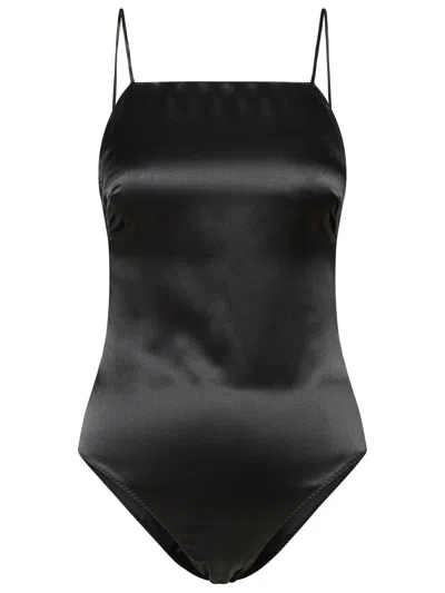 Max Mara Rugiada Satin Self-tie Bodysuit In Black