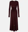 Max Mara Jersey Ruched Maxi Dress In Black
