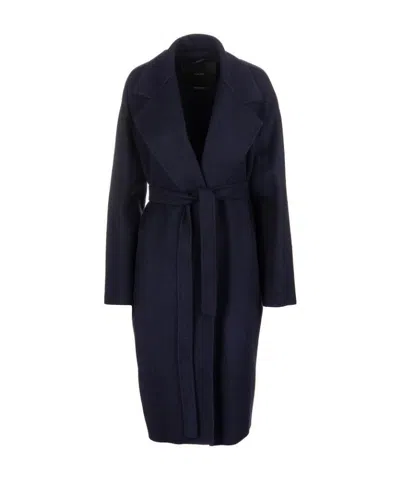 Max Mara Doppia Girdle Coat In Black