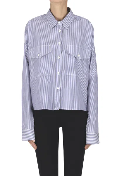 Max Mara Striped Cotton Oxford Shirt In Blue