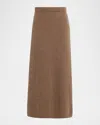 Max Mara Dorina A-line Stretch Cashmere Midi Skirt In Brown