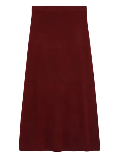 Max Mara Dorina Cashmere Knit Midi Skirt In Burgundy