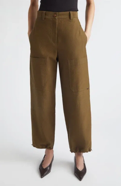 Max Mara Dorni Stretch Cotton Twill Utility Pants In Brown