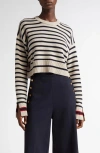 Max Mara Dorotea Stripe Virgin Wool Crop Sweater In Sand