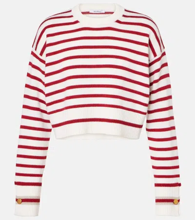 Max Mara Dorotea Striped Virgin Wool Sweater In Red