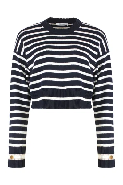Max Mara Dorotea Virgin Wool Crew-neck Sweater In Blue
