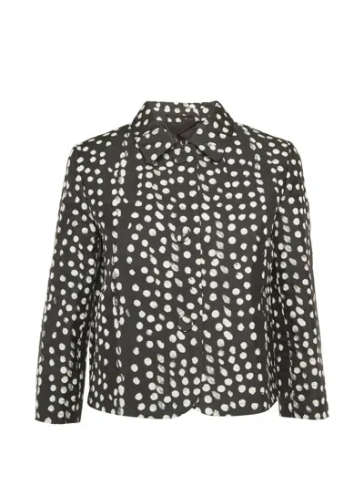 Pre-owned Max Mara Dotted Cropped Blazer In Black