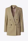 Max Mara Camel Wool-blend Double-breasted Jacket In Nude