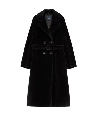 Max Mara Double-breasted Alpaca And Wool Coat In Black