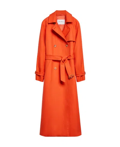 Max Mara Double-breasted Belt Trench Coat In Orange