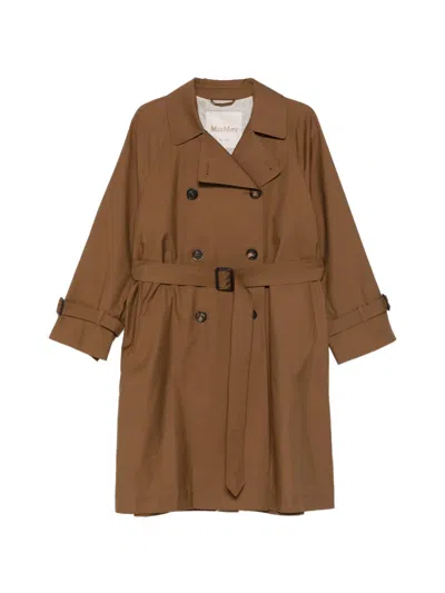 Max Mara Double-breasted Belted Coat In Brown