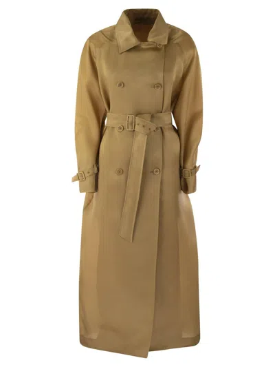 Max Mara Double-breasted Belted Coat In Buff
