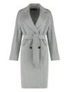 Max Mara Studio Double-breasted Coat In Cashmere Blend In Gray