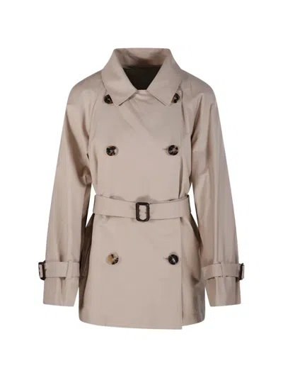 Max Mara Double-breasted Belted Coat In Gray