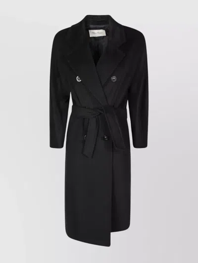 Max Mara Double-breasted Belted Coat Long Sleeves In Black
