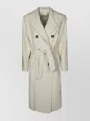 Max Mara Double-breasted Belted Coat Long Sleeves In Gray