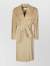 Max Mara Double-breasted Belted Coat Notched Lapels In Brown