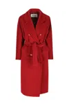 Max Mara Double-breasted Belted Coat In Red