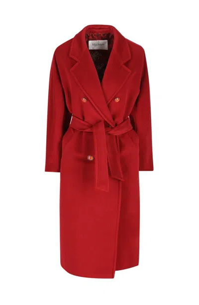 Max Mara Double-breasted Belted Coat In Red