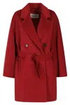 Max Mara Double-breasted Belted Coat In Red