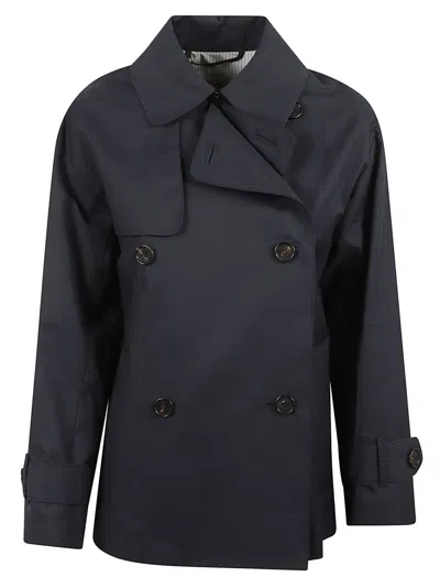 Max Mara Double-breasted Black Coat With Distinctive Flap