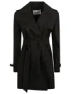 Max Mara Double-breasted Black Trench Coat In Black