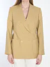 Max Mara Peak Lapels Double-breasted Blazer In Neutral