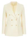 Max Mara Wool Blend Double-breasted Blazer In 白色