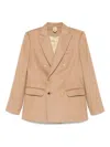 Max Mara Double-breasted Wool Jacket Back Vent In Pink
