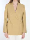 Max Mara Peak Lapels Double-breasted Blazer In Neutral