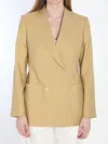 Max Mara Peak Lapels Double-breasted Blazer In Neutral
