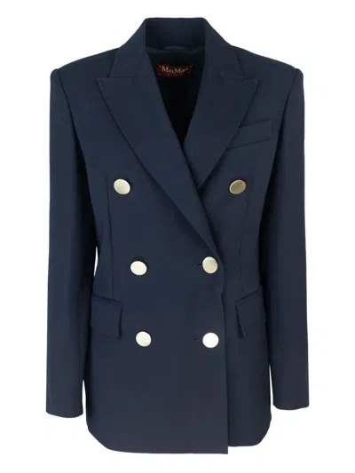 Max Mara Double-breasted Blazer In Blue